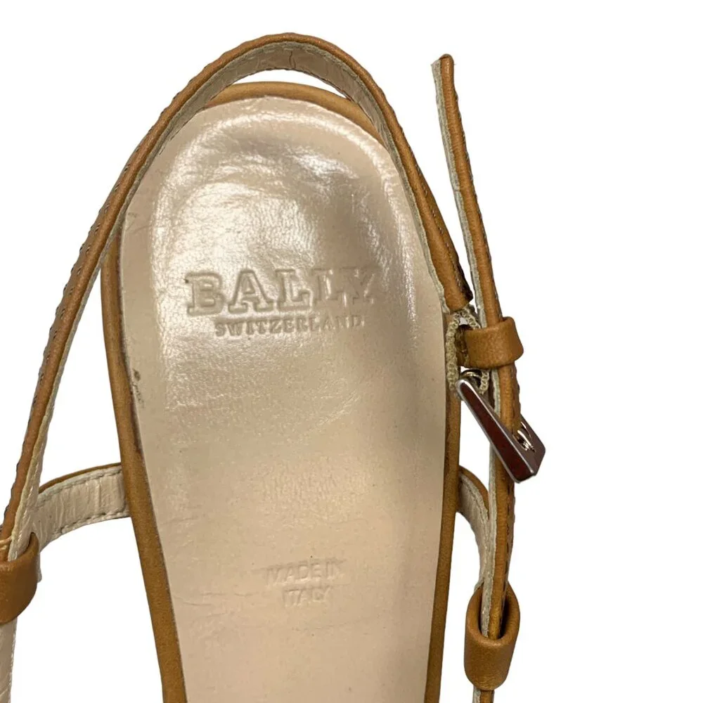 BALLY Switzerland Cognac Leather‎ Slingback Heels
